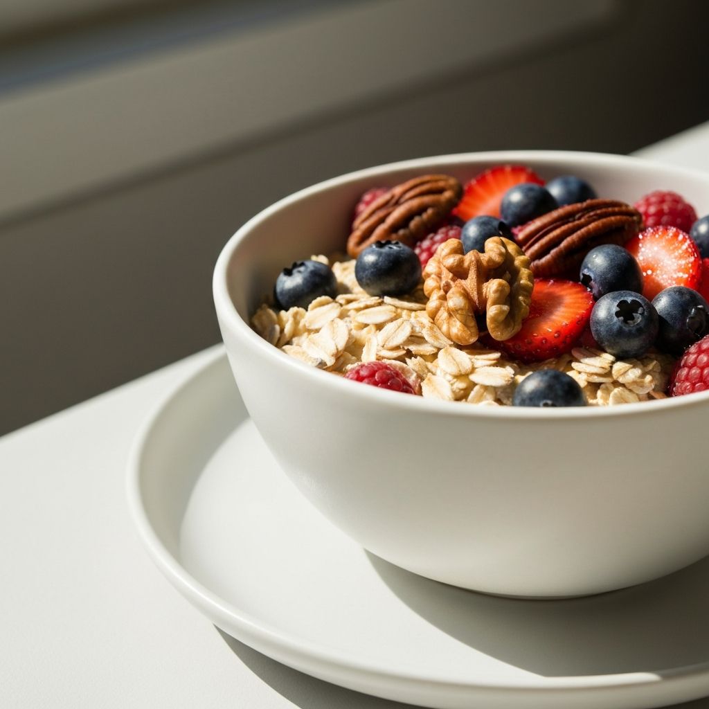 Uravnotežena zdjela sa žitaricama, voćem i orasima
