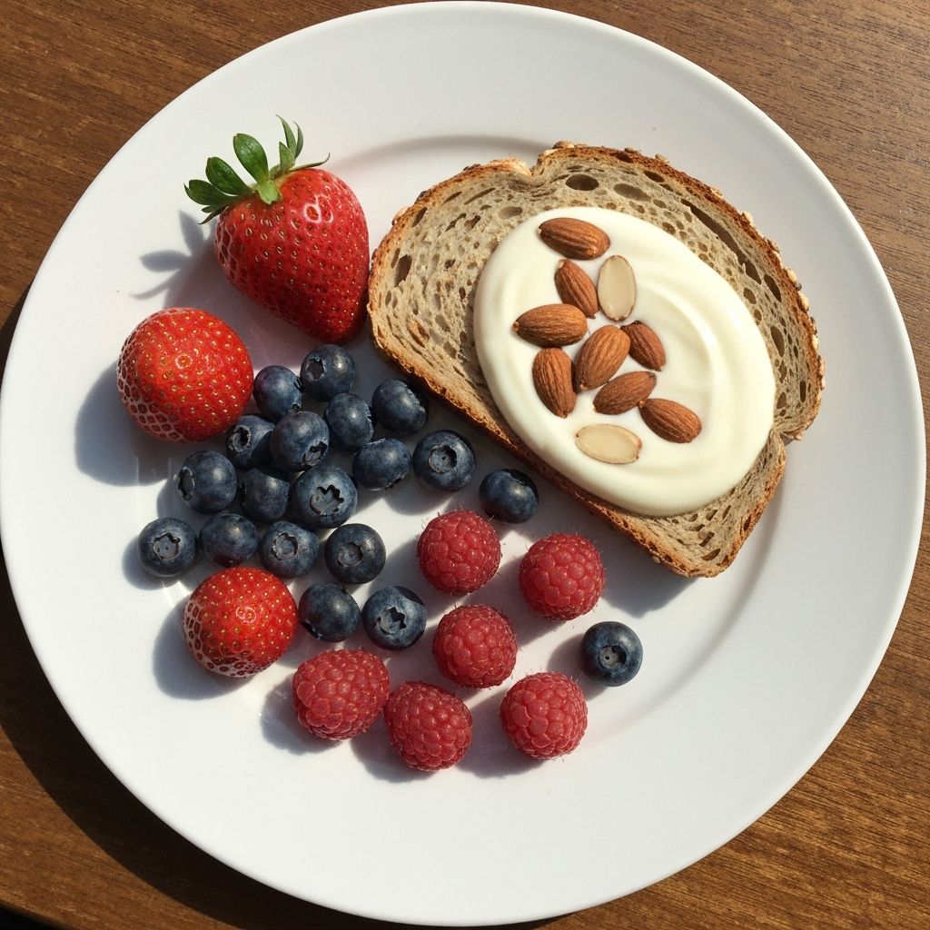 Uravnotežen doručak sa voćem, žitaricama, jogurtom